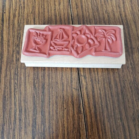 Great Impressions Tropical Summer Themed 4 X 2 Inch Rubber Stamp - Picture 9 of 9